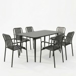 Τραπεζαρία Heven Vista pakoworld σετ 7τεμ μαύρο αλουμίνιο 120x70x72εκ