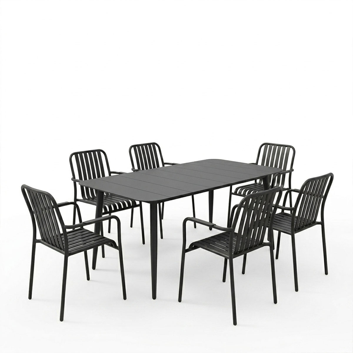 Τραπεζαρία Heven Vista pakoworld σετ 7τεμ μαύρο αλουμίνιο 150x80x72εκ