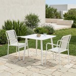 Τραπεζαρία Heven Vista pakoworld σετ 3τεμ λευκό αλουμίνιο 80x80x72εκ