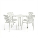 Τραπεζαρία Heven Vista pakoworld σετ 5τεμ λευκό αλουμίνιο 80x80x72εκ