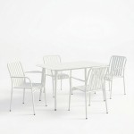 Τραπεζαρία Heven Vista pakoworld σετ 5τεμ λευκό αλουμίνιο 120x70x72εκ