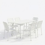 Τραπεζαρία Heven Vista pakoworld σετ 7τεμ λευκό αλουμίνιο 120x70x72εκ