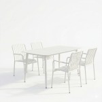 Τραπεζαρία Heven Vista pakoworld σετ 5τεμ λευκό αλουμίνιο 150x80x72εκ