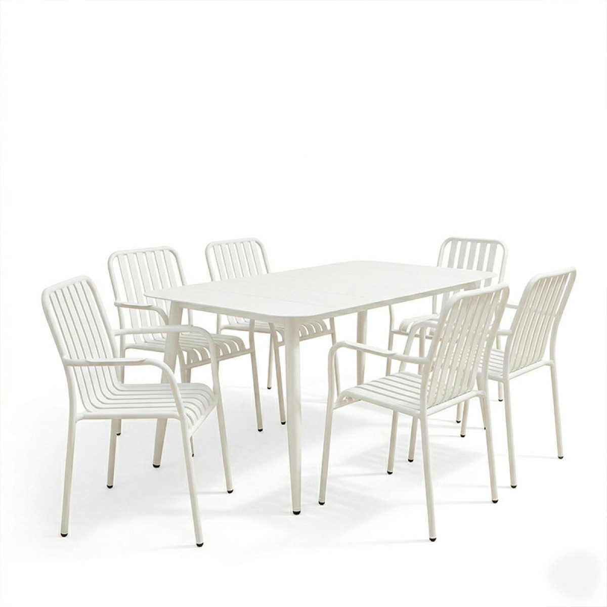Τραπεζαρία Heven Vista pakoworld σετ 7τεμ λευκό αλουμίνιο 150x80x72εκ