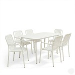 Τραπεζαρία Heven Vista pakoworld σετ 7τεμ λευκό αλουμίνιο 150x80x72εκ