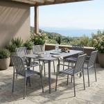 Τραπεζαρία Heven Vista pakoworld σετ 7τεμ ανθρακί αλουμίνιο 150x80x72εκ