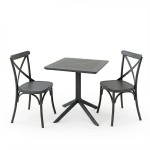Τραπεζαρία Groovy Crossie pakoworld σετ 3τεμ ανθρακί PP 60x60x76εκ