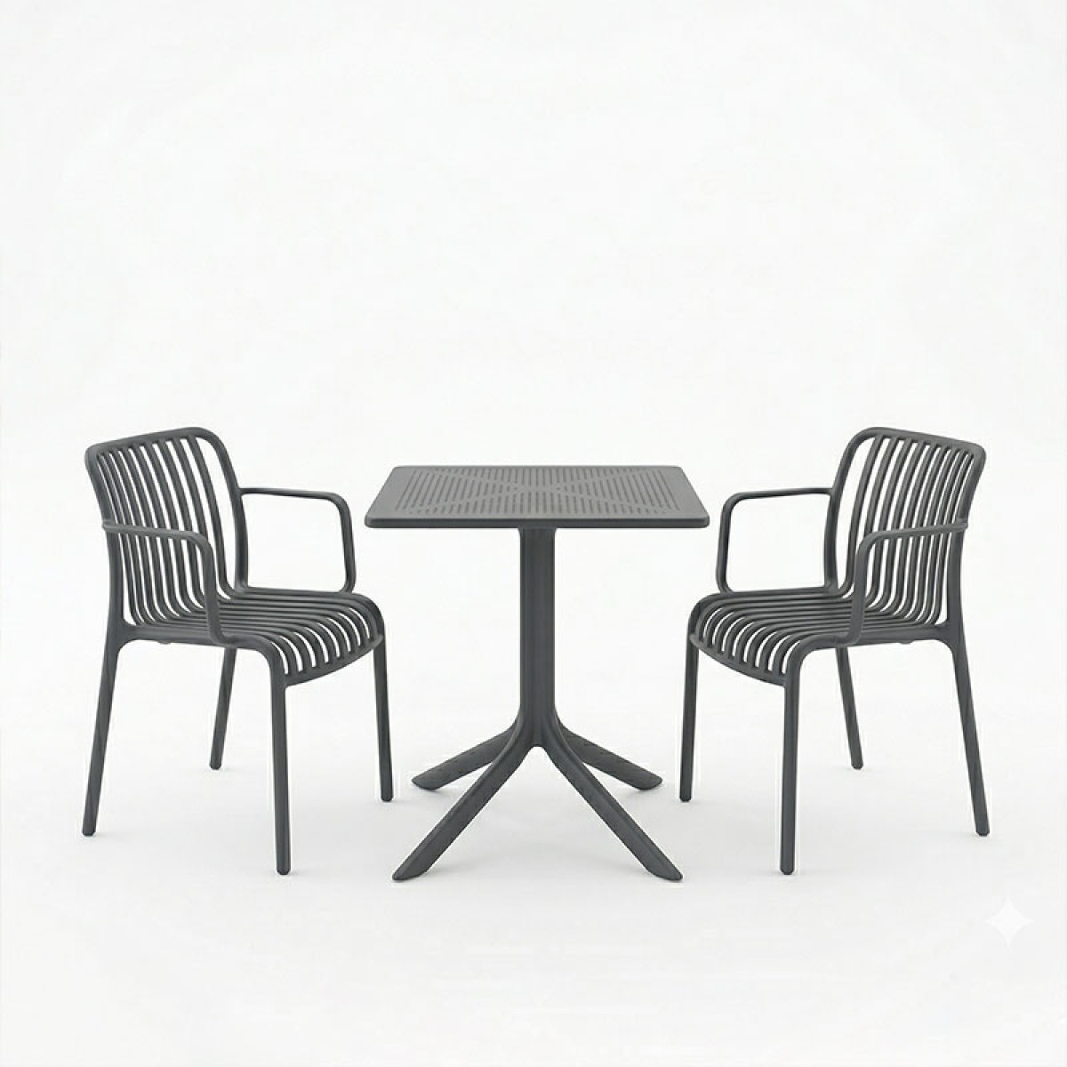 Τραπεζαρία Groovy Zoi pakoworld σετ 3τεμ ανθρακί PP 60x60x76εκ