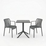 Τραπεζαρία Groovy Zoi pakoworld σετ 3τεμ ανθρακί PP 60x60x76εκ