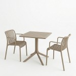 Τραπεζαρία Groovy Zoi pakoworld σετ 3τεμ cappuccino PP 60x60x76εκ