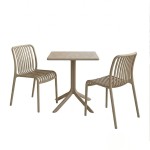 Τραπεζαρία Groovy Zoi pakoworld σετ 3τεμ cappuccino PP 60x60x76εκ