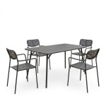 Τραπεζαρία Moraja Deraby pakoworld σετ 5τεμ μαύρο μέταλλο 140x80x72εκ