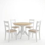 Τραπεζαρία Dallan Lars pakoworld 5τεμ λευκό rubberwood Φ100(+38)x100x75εκ