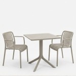 Τραπεζαρία Zoi Groovy pakoworld σετ 3τεμ cappuccino PP 80x80x74εκ