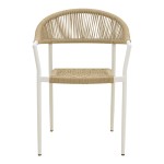Τραπεζαρία Dagyn Ammos pakoworld σετ 7τεμ λευκό αλουμίνιο με PE σχοινί σε φυσική απόχρωση 180-240x90x76εκ