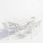 Τραπεζαρία Dagyn Vista pakoworld σετ 7τεμ λευκό αλουμίνιο 180-240x90x76εκ