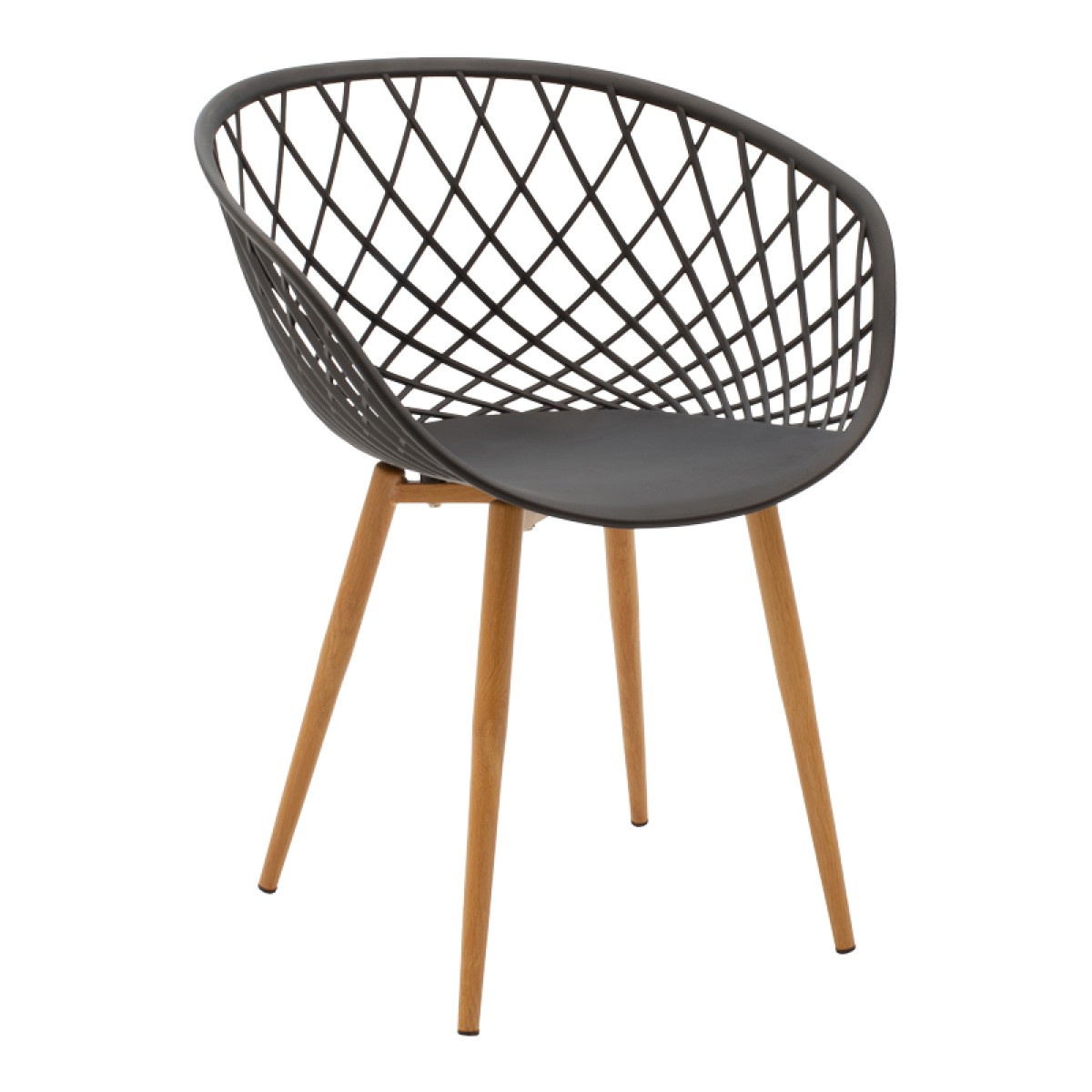 Τραπεζαρία με Πολυθρόνες Ezra ανθρακί και Τραπέζι Faragio μαύρο με φυσική απόχρωση 120x75x75εκ Σετ 5τεμ