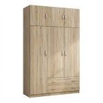 Ντουλάπα τρίφυλλη με πατάρι Alvia pakoworld sonoma 150x51x240εκ