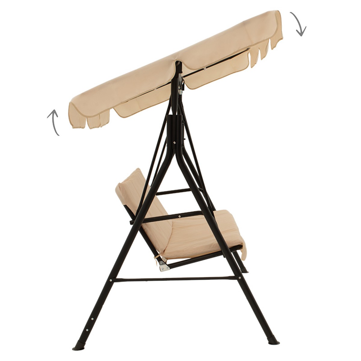 Κούνια Globo pakoworld μαύρο μέταλλο με ύφασμα σε μπεζ απόχρωση 170x110x153εκ