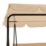 Κούνια Globo pakoworld μαύρο μέταλλο με ύφασμα σε μπεζ απόχρωση 170x110x153εκ