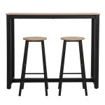 Σετ τραπέζι μπαρ Marle pakoworld 3τμχ sonoma-μαύρο πόδι 120x40x100εκ Σετ τραπέζι μπαρ Marle pakoworld 3τμχ sonoma-μαύρο πόδι 120x40x100εκ