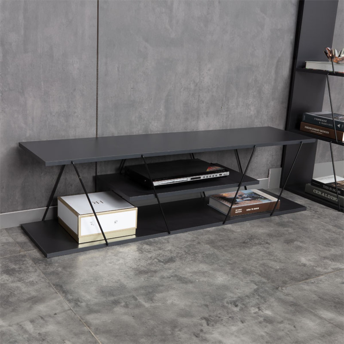 Έπιπλο τηλεόρασης Tars pakoworld ανθρακί-μαύρο 120x30x33εκ Έπιπλο τηλεόρασης Tars pakoworld ανθρακί-μαύρο 120x30x33εκ