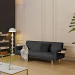 Καναπες-κρεβάτι Flexo pakoworld υφασμα ανθρακί 220x84.5x82εκ