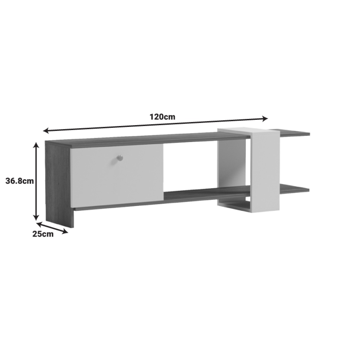 Έπιπλο τηλεόρασης Standi pakoworld σε sonoma-γκρι cement απόχρωση 120x25x36.8εκ Έπιπλο τηλεόρασης Standi pakoworld σε sonoma-γκρι cement απόχρωση 120x25x36.8εκ