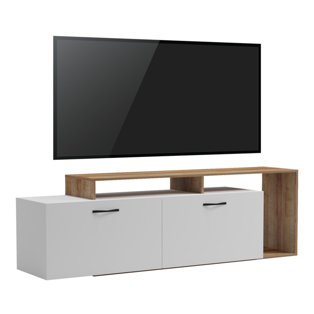 Έπιπλο τηλεόρασης Tobler pakoworld σε oak- λευκή απόχρωση 170x40x53εκ Έπιπλο τηλεόρασης Tobler pakoworld σε oak- λευκή απόχρωση 170x40x53εκ