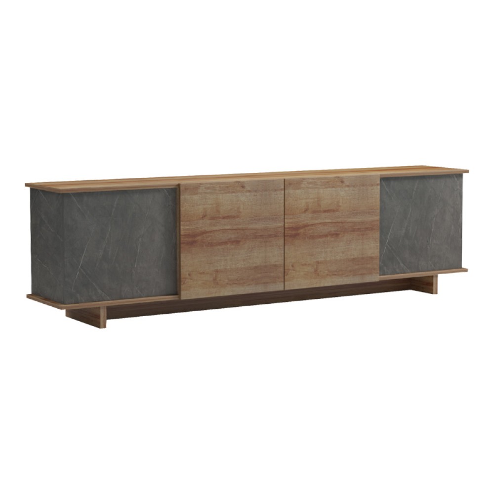 Έπιπλο τηλεόρασης Zafore  pakoworld σε oak-καφέ antique απόχρωση 180x33x50εκ