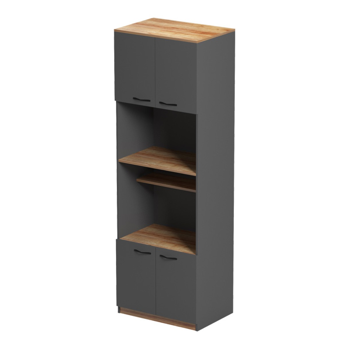 Ντουλάπα κουζίνας Rowan pakoworld σε ανθρακί-oak απόχρωση 60x42x182εκ