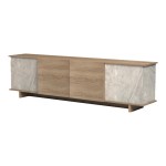 Έπιπλο τηλεόρασης Zafore pakoworld sonoma- γκρι μπεζ όψη μαρμάρου 180x33x50εκ