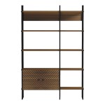 Βιβλιοθήκη Rhombo pakoworld καρυδί-μαύρο 120x35x180εκ