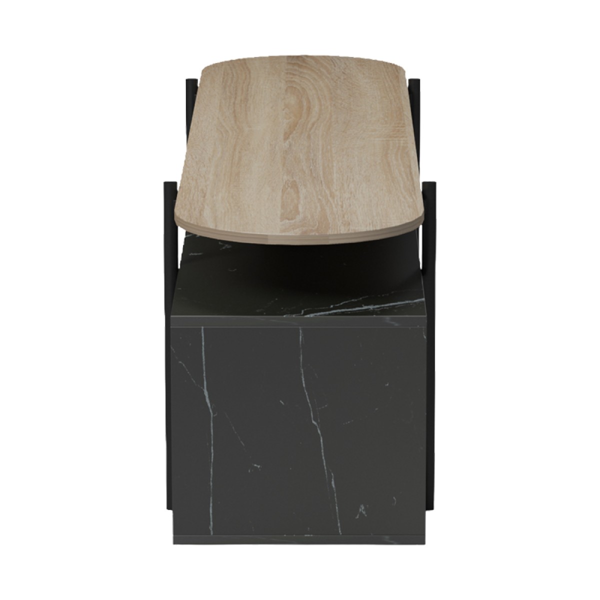 Έπιπλο τηλεόρασης Medousa pakoworld sonoma - μαύρη όψη μαρμάρου 160x35.5x50εκ