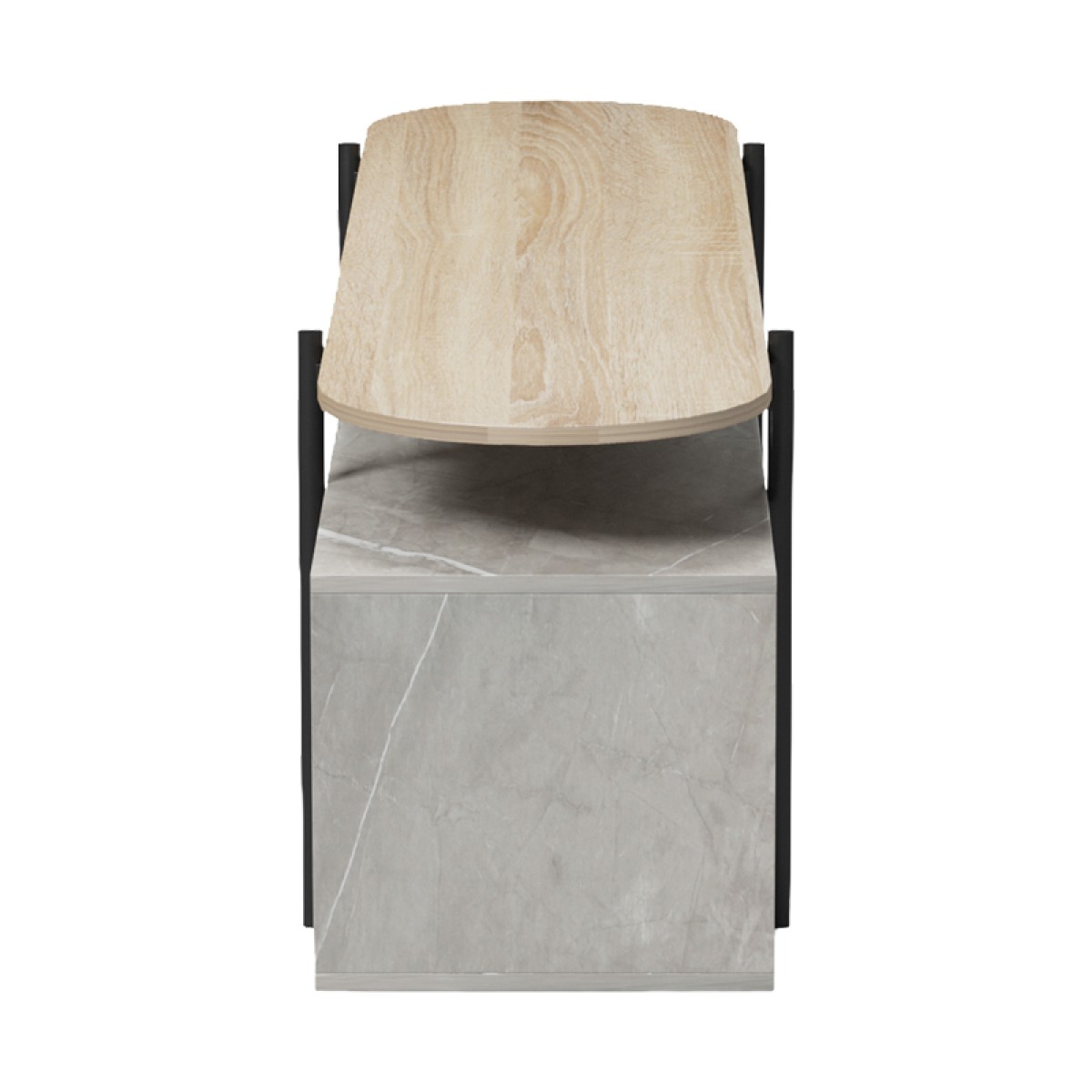 Έπιπλο τηλεόρασης Medousa pakoworld sonoma- γκρι μπεζ όψη μαρμάρου 160x35.5x50εκ