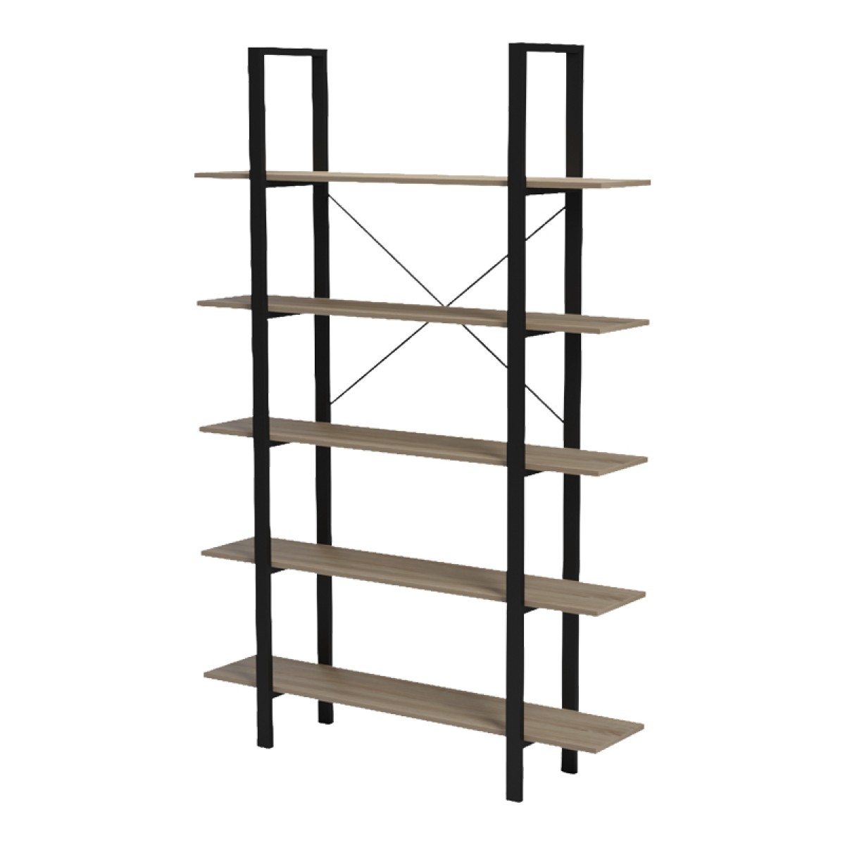 Βιβλιοθήκη-Ραφιέρα Loftie pakoworld sonoma-μαύρο μέταλλο 126x28x165εκ