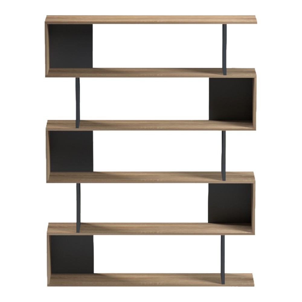 Βιβλιοθήκη Tetri pakoworld sonoma-ανθρακί 121.8x25.4x158.8εκ