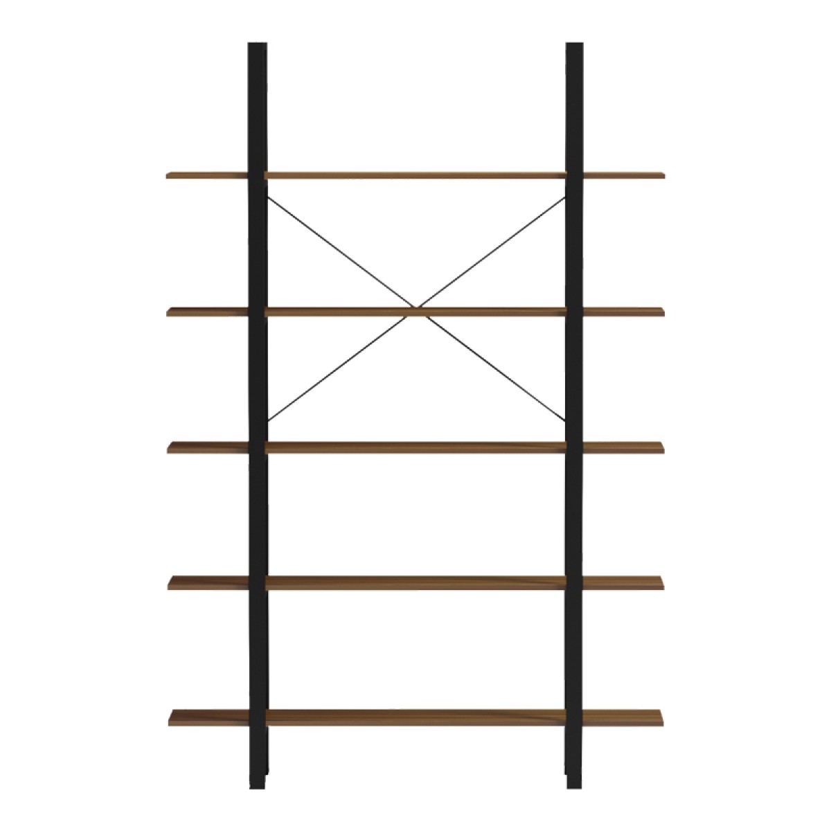 Βιβλιοθήκη-Ραφιέρα Varous pakoworld καρυδί-μαύρο μέταλλο 120x28x180εκ