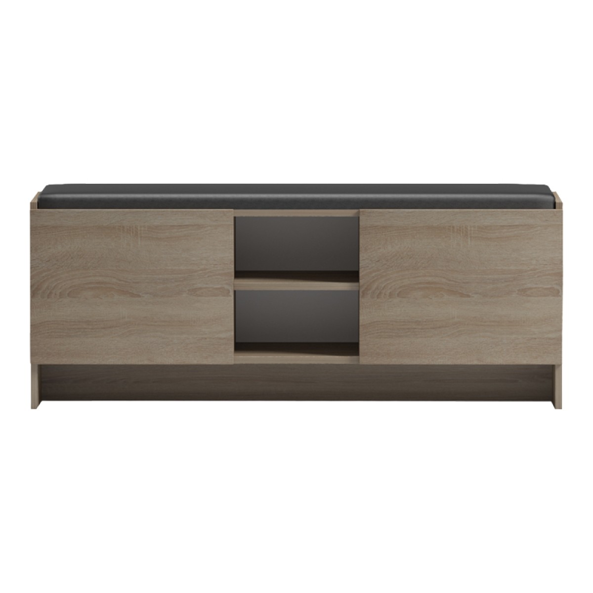 Παπουτσοθήκη-σκαμπό Zulla pakoworld sonoma-μαύρο 110x37x43εκ