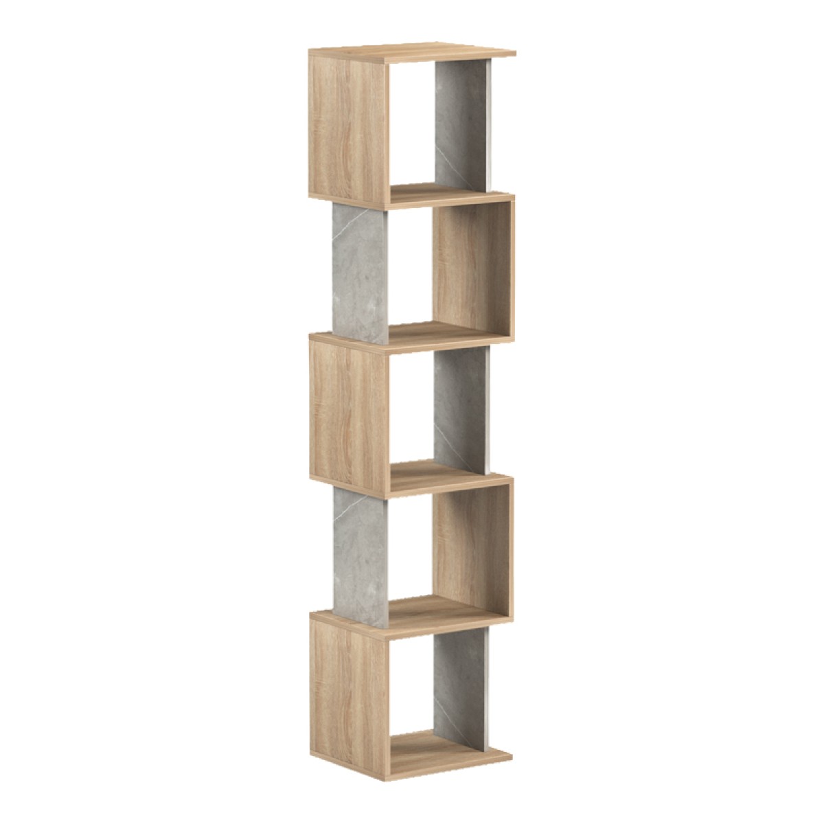 Βιβλιοθήκη Cubik pakoworld sonoma- γκρι μπεζ οψη μαρμάρου 35x30x161εκ