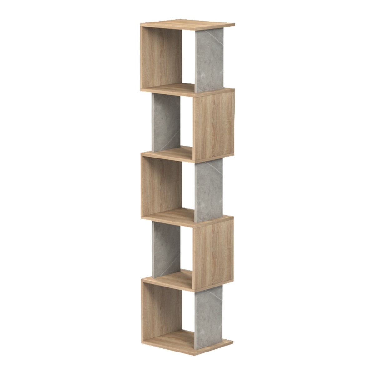 Βιβλιοθήκη Cubik pakoworld sonoma- γκρι μπεζ οψη μαρμάρου 35x30x161εκ