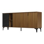 Μπουφές Riba pakoworld καρυδί-μαύρη όψη μαρμάρου 180x40x78εκ