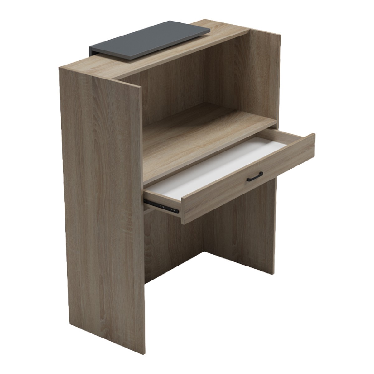 Γραφείο reception Zowel pakoworld με led sonoma-ανθρακί 90x40x110εκ