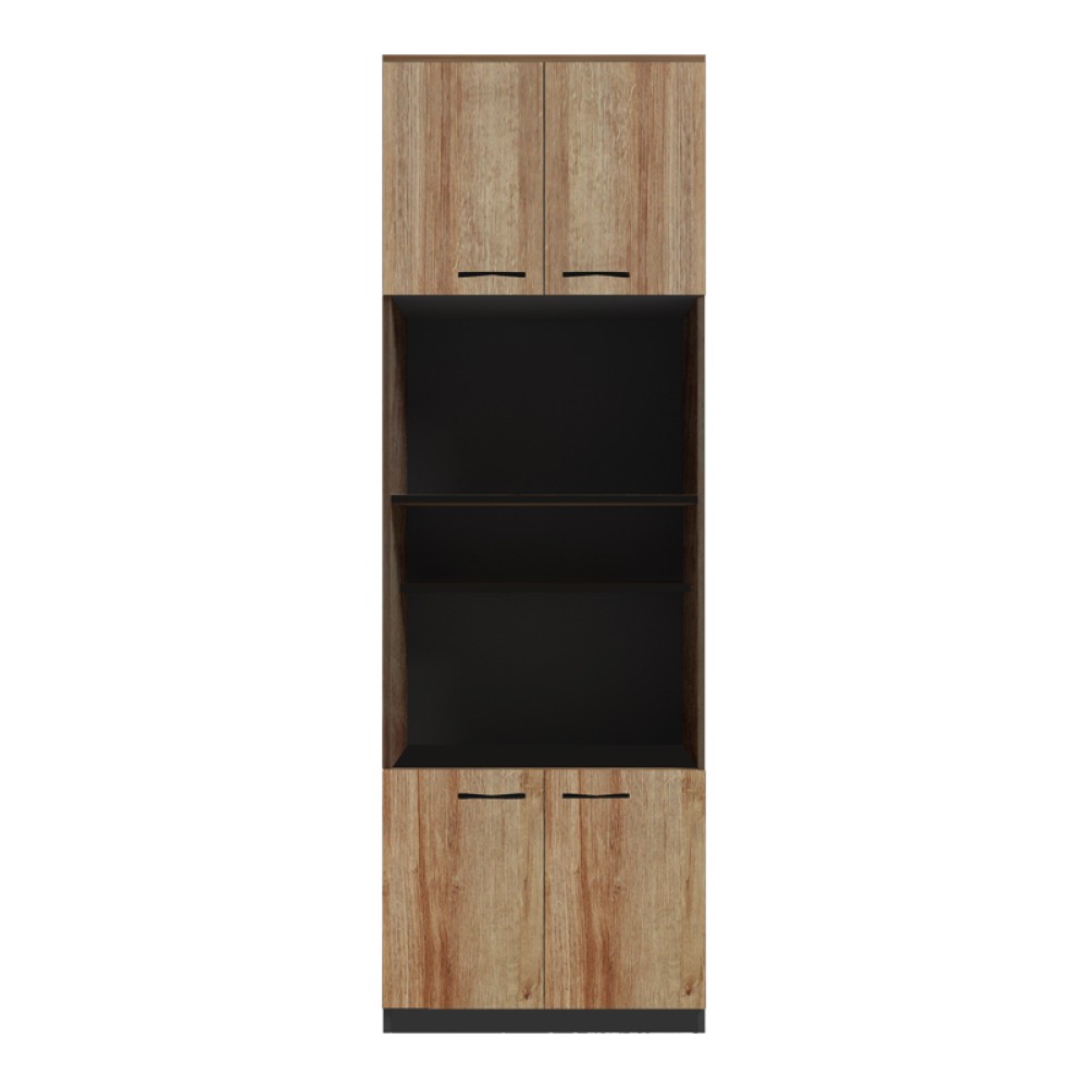 Ντουλάπα κουζίνας Rowan pakoworld σε ανθρακί-oak απόχρωση 60x42x182εκ