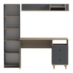 Σύνθεση γραφείου Kontor pakoworld sonoma-ανθρακί 160x50x158,2εκ