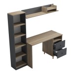 Σύνθεση γραφείου Kontor pakoworld sonoma-ανθρακί 160x50x158,2εκ
