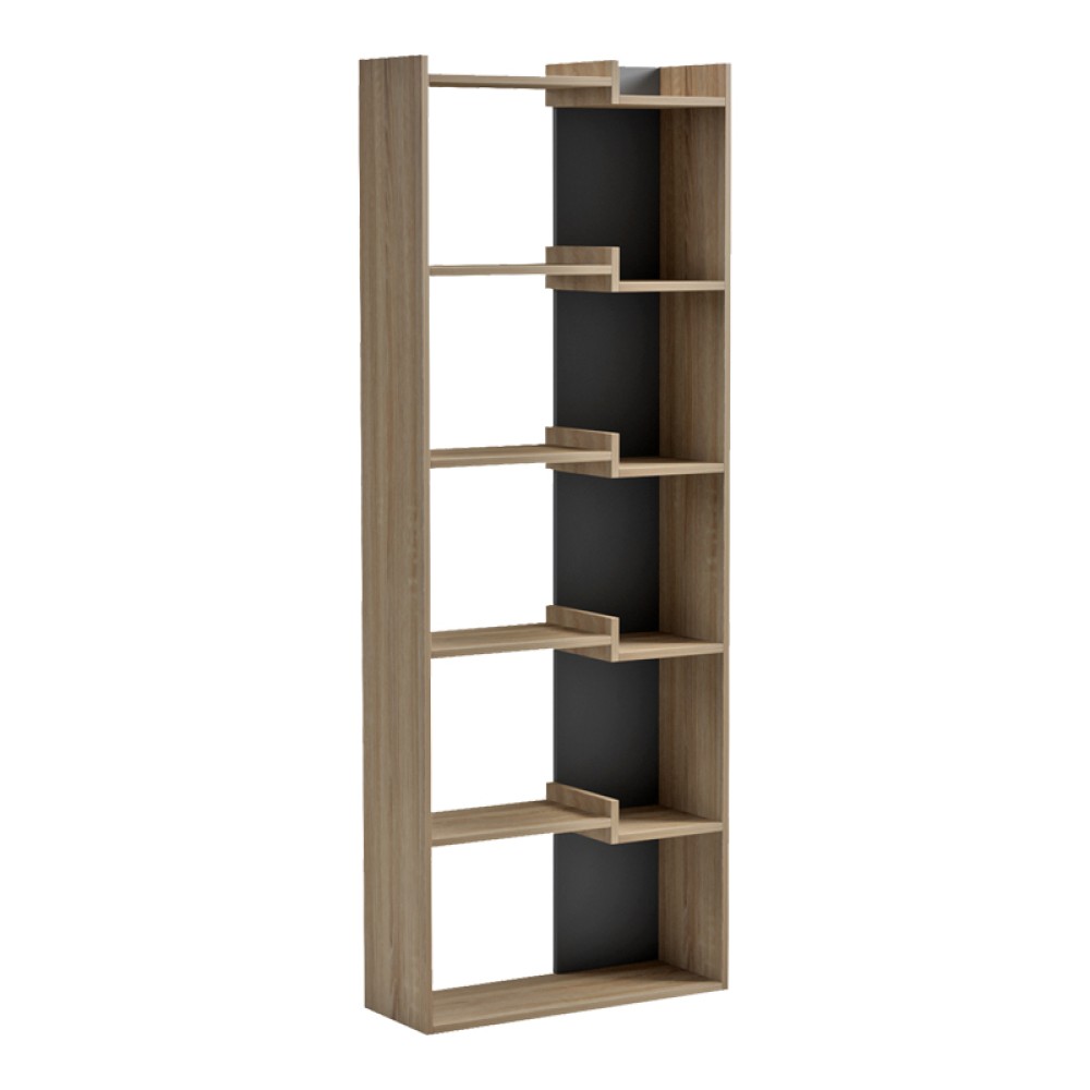 Βιβλιοθήκη Corpus pakoworld sonoma - ανθρακί 61x22x162εκ