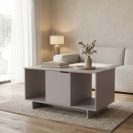 Τραπέζι σαλονιού Nalinda pakoworld taupe 100x55x55εκ