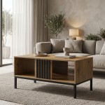 Τραπέζι σαλονιού Delanka pakoworld oak-μαύρο 92x50x46εκ
