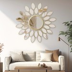 Καθρέπτης Flower pakoworld χρυσό 83x2.5x83εκ Καθρέπτης Flower pakoworld χρυσό 83x2.5x83εκ